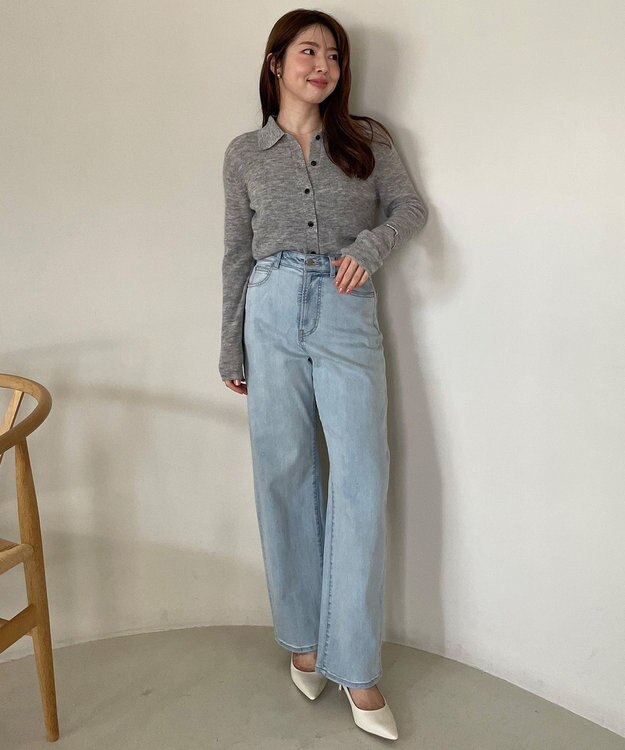 UNFILO 【UNFILO DENIM】撥水 カーブワイドデニム アイスブルー