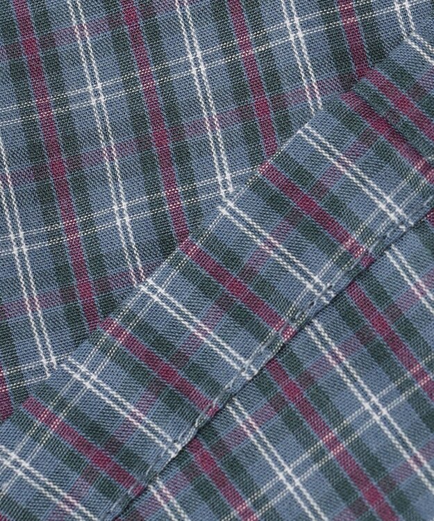 組曲 KIDS 【110-140㎝】チェックラッフル ブラウス ブルーグレー系3