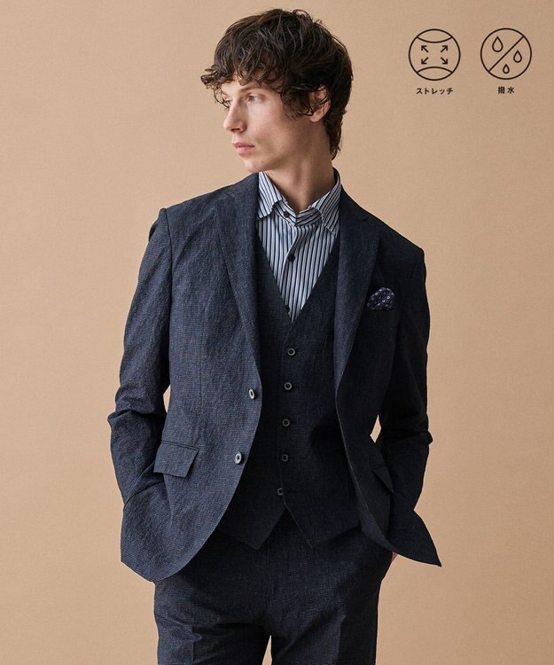 JOSEPH ABBOUD 【洗える/UV/エコ撥水/26SSモデル登場】ライトウェーブライト ジャケット ネイビー系3 26SSカラー