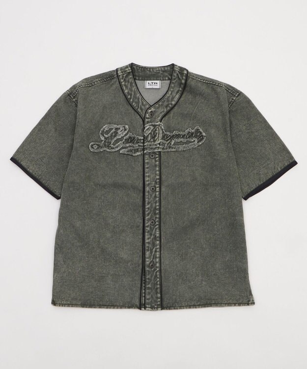 WEGO 【ユニセックス着用ITEM】ベースボールデニムグラフィックシャツ（SS） カーキ