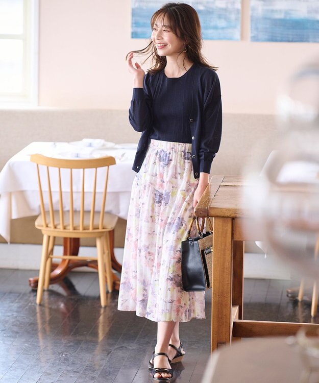 ANY SIS 【美人百花6月号掲載】2SET シアーカーディガン アンサンブル ネイビー