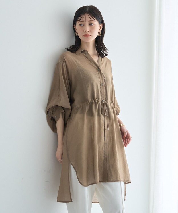YECCA VECCA シアー2way袖バルーンチュニック Dark Beige