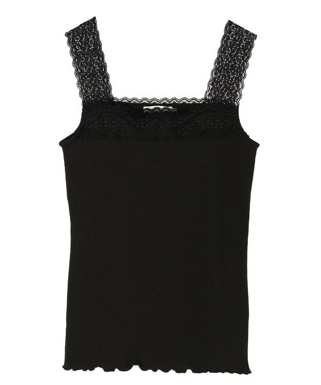 earth music&ecology レーススクエアキャミソール Black