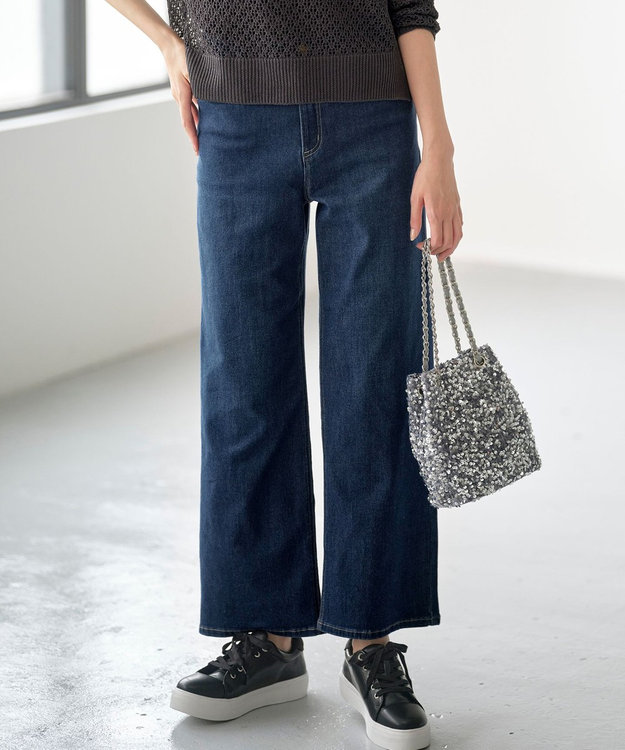 ANY SIS 【洗える】セミワイド デニムパンツ インディゴ