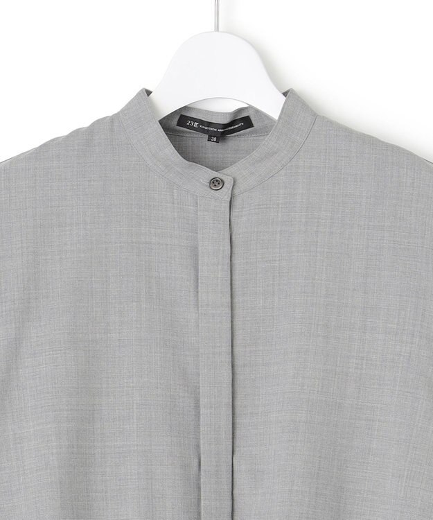 23区 L 【洗える】TWマットクロス シャツワンピース ライトグレー系