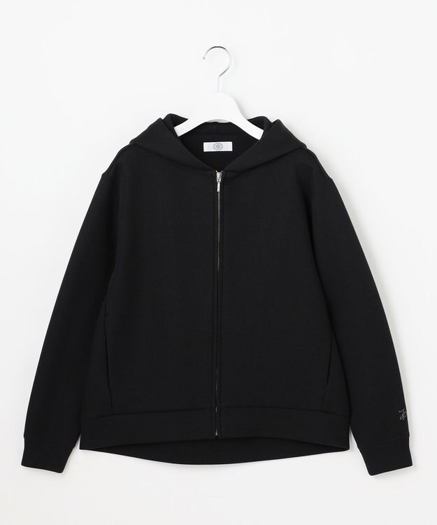 J.PRESS LADIES ダンボールジャージー ジップアップ パーカー ブラック系