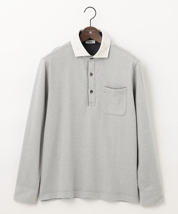 JOSEPH ABBOUD 【人気！多機能ポロシャツ】ペイズリー柄　ウィンターダディポロシャツ ライトグレー系