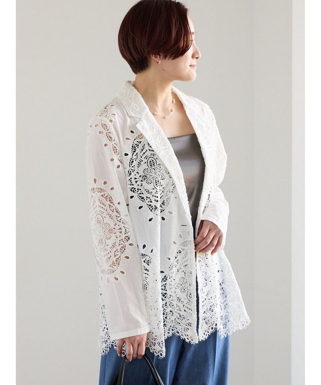 Te chichi ケミカルレースコットンジャケット オフホワイト