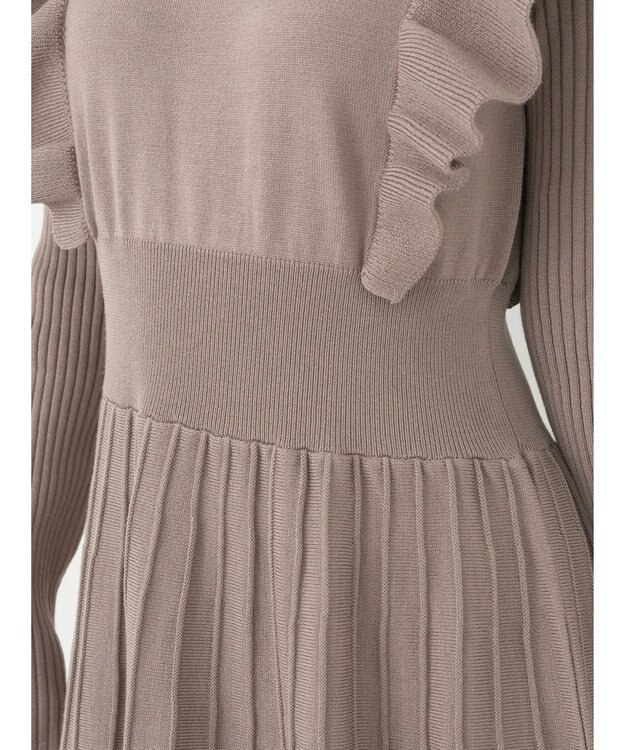 earth music&ecology ショルダーフリルニットワンピース Mocha