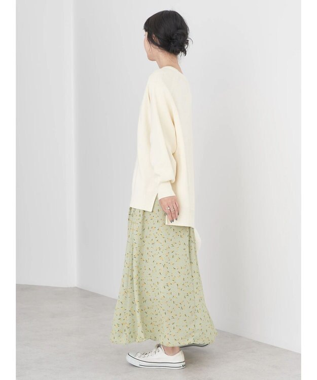 earth music&ecology キンモクセイ柄フレアスカート Green