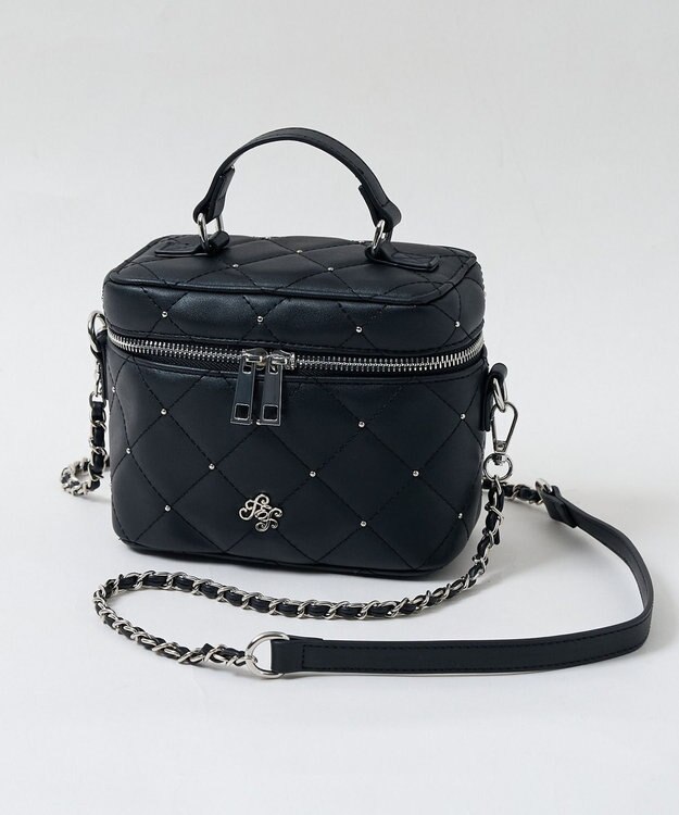 WEGO メタルパーツキルティングバニティショルダー ブラック