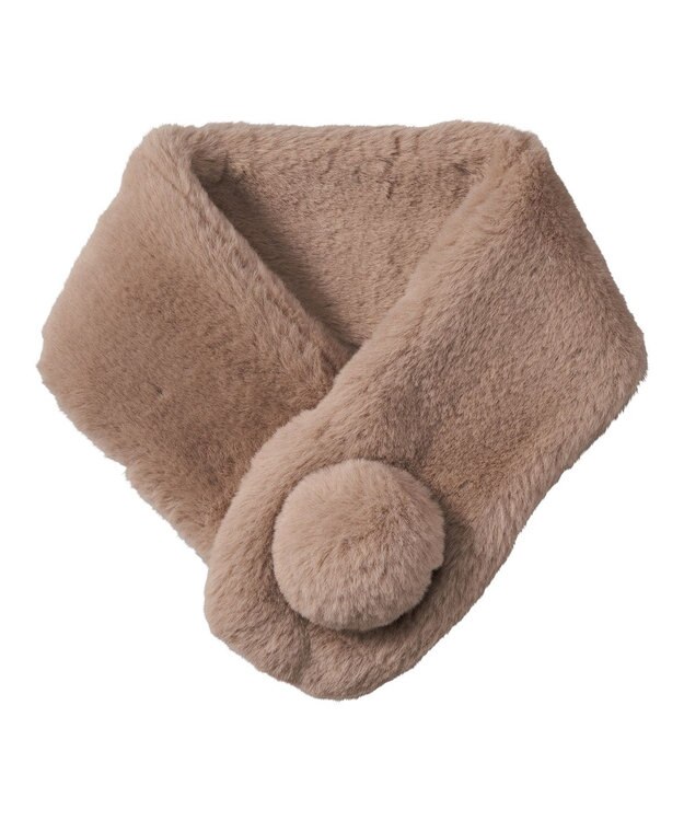 MOONBAT 【洗える】ふわもこマフラー ミニうさしっぽ モカブラウン