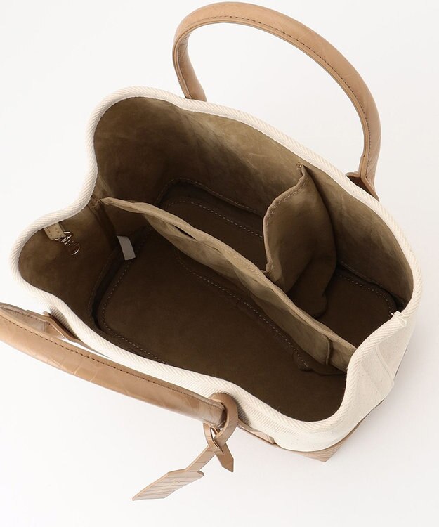 UNBILLION cachecache パーテーションキャンバストートバッグ アイボリーキャメル