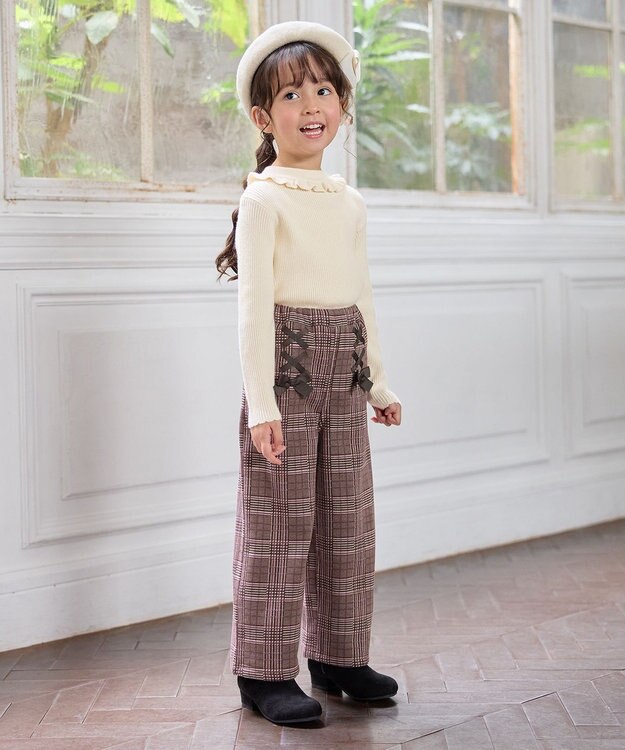 ANY KIDS ネコチャーム付きリボンベレー帽 エクリュ