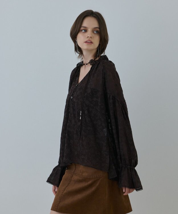 GRACE CONTINENTAL ヨウリュウembカフタンブラウス ブラウン