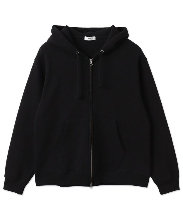 WEGO 【ユニセックス着用ITEM/裏起毛/SMLサイズ展開】リラックスフィットバックロゴジップパーカー ブラック