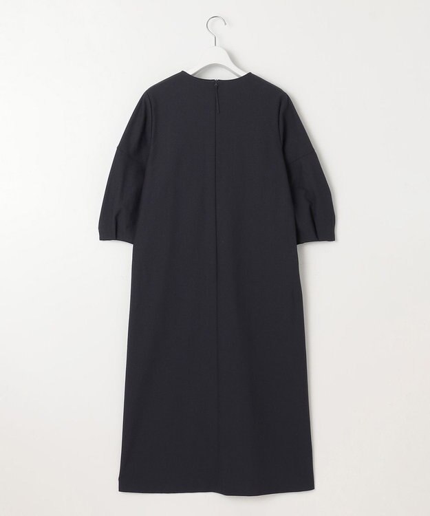 自由区 S 【WEB限定・洗える】カラミストレッチパフスリーブ ワンピース ネイビー系