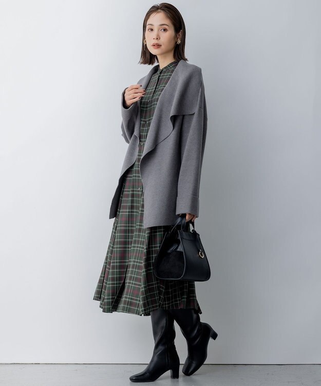 組曲 L シアーツイルチェック ワンピース グリーン系9