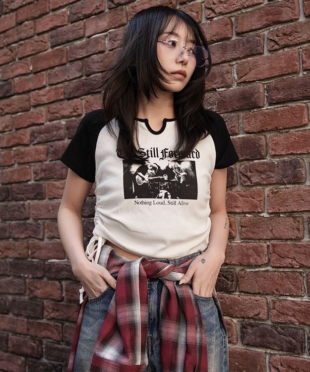 WEGO キーネックサイドレースアップちびT 柄3