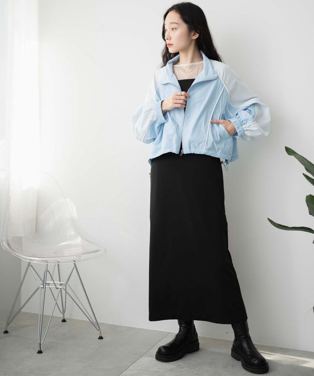 WEGO ナイロントラックブルゾン サックス