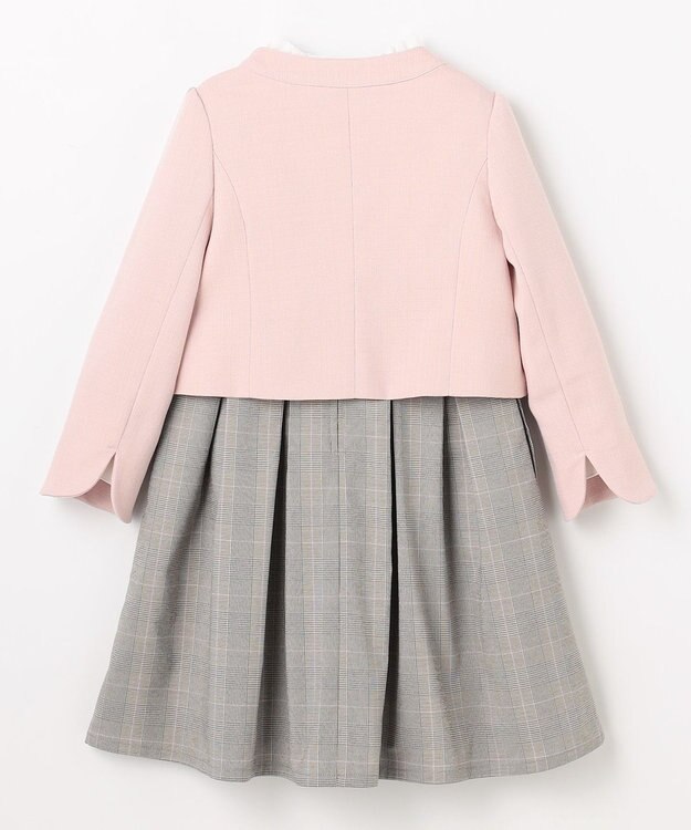 組曲 KIDS  【110-140㎝】 チェックワンピース＆ドビージャケットセット ピンク