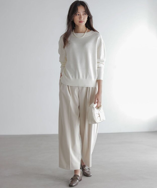 組曲 S 編み柄ディテールニット ホワイト系