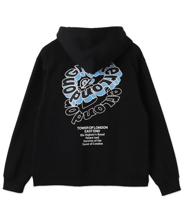 WEGO 【ユニセックス着用ITEM/裏起毛/SMLサイズ展開】リラックスフィットバックロゴジップパーカー ブラック