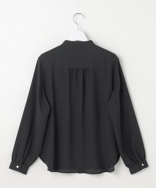 J.PRESS LADIES 【洗える】ヌーディスバックサテン ピンタック ブラウス ネイビー系