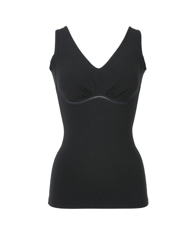 BRADELIS New York 【Yukine inc. 】ゆきねえ365綿混モアらくフルカップブラキャミ23 補正下着 締め付けすぎない快適シェイパー ブラック