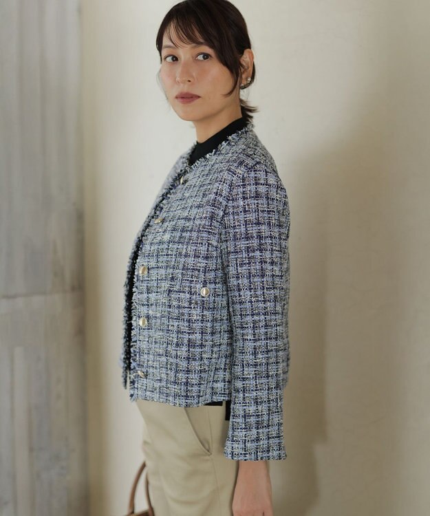 J.PRESS LADIES L ファニーツイード ジャケット ネイビー系