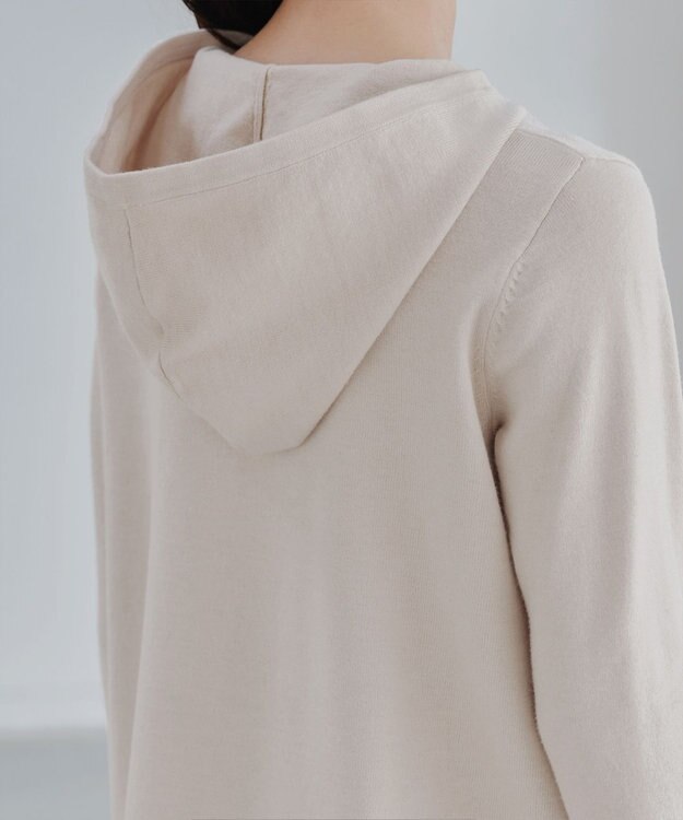 Tiaclasse 【洗える】配色フーディーニットチュニック ベージュ×モカ