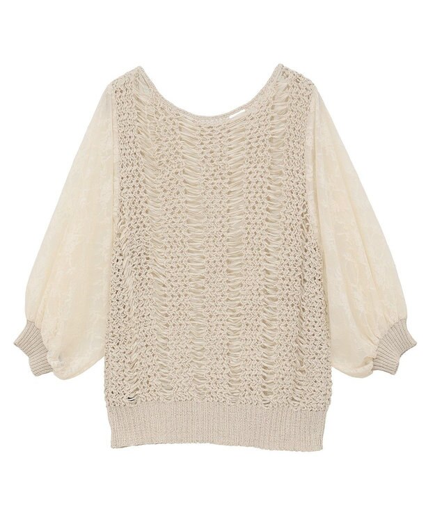 YECCA VECCA 【archive】テープヤーン袖レースプルオーバー Beige