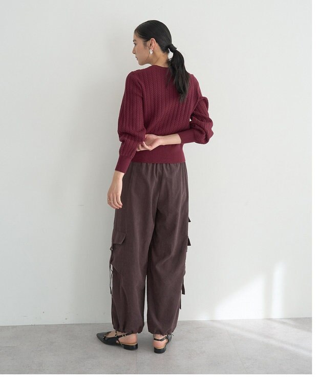 YECCA VECCA 金釦ミニケーブルニット Charcoal Gray