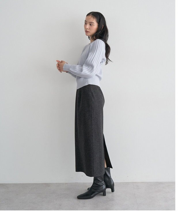 YECCA VECCA 金釦ミニケーブルニット Charcoal Gray