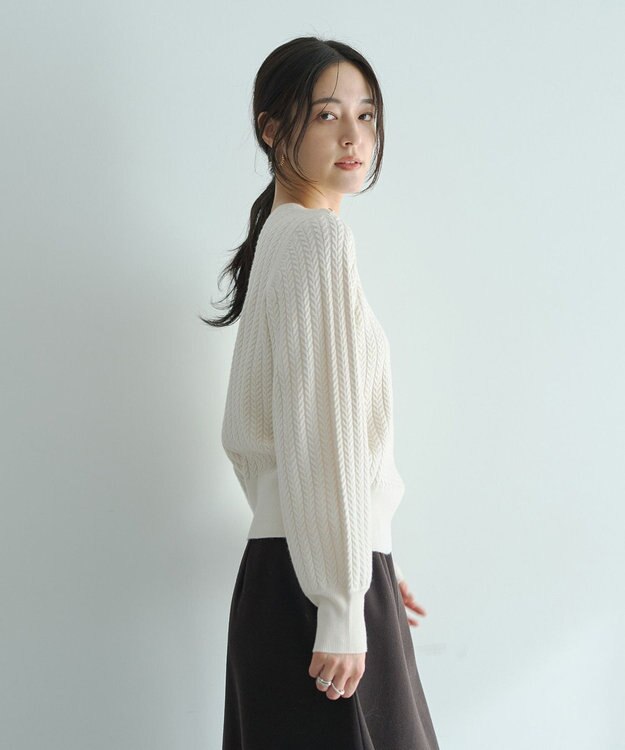 YECCA VECCA 金釦ミニケーブルニット Charcoal Gray