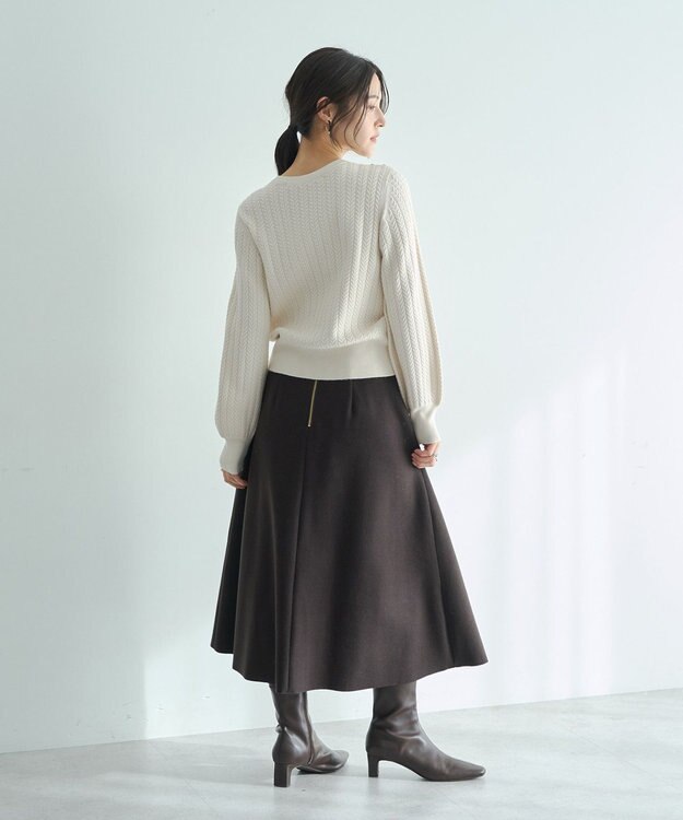 YECCA VECCA 金釦ミニケーブルニット Charcoal Gray