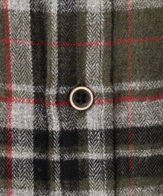 JOSEPH ABBOUD 【柔らかな肌触り/暖かい】 ラフィーコットンフランネルシャツ カーキ系4