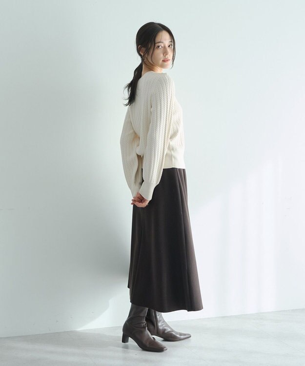 YECCA VECCA 金釦ミニケーブルニット Charcoal Gray