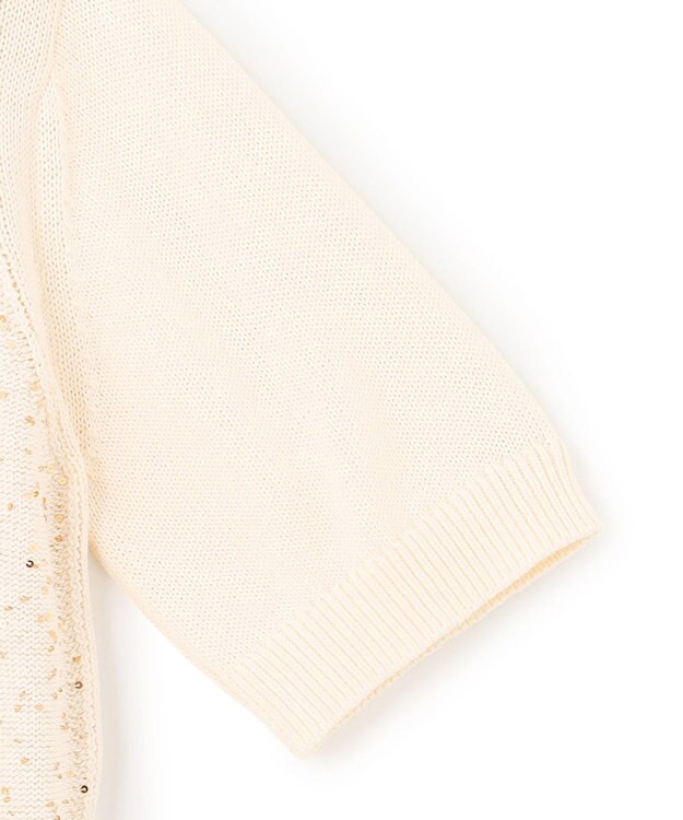 BEIGE， 【洗える】FENNEL / コットンスパンコール半袖ニット Meringue