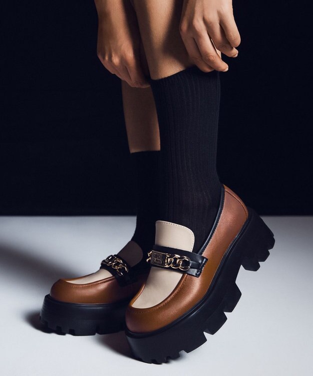 STEVE MADDEN MOTORIDE 厚底チェーンローファー ブラウン