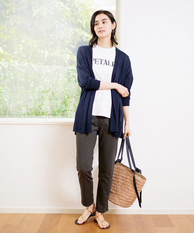 UNFILO L 【洗える】接触冷感シアーカーディガン ネイビー系