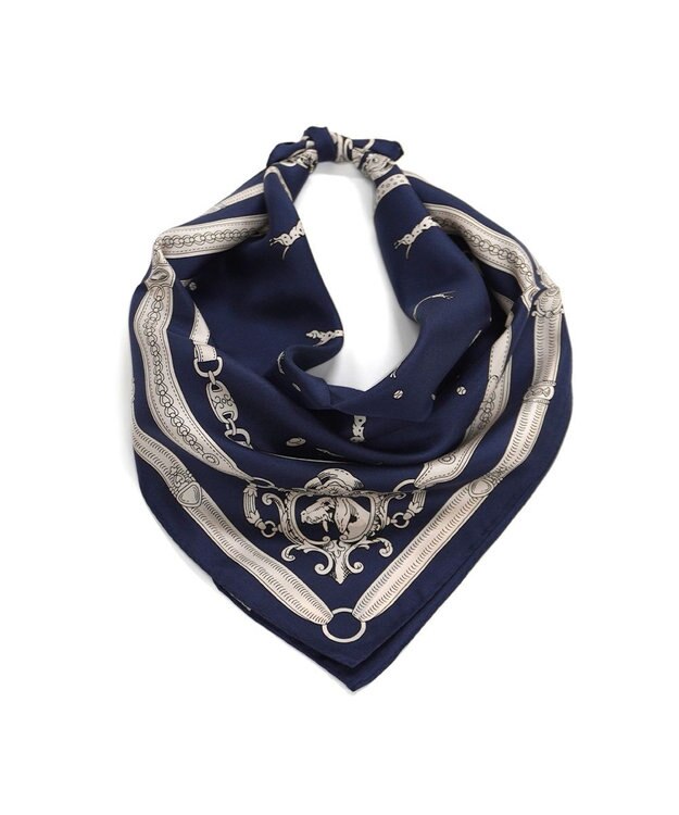 Marca 【Marcaオリジナル】ドッグ 小判 シルクツイル スカーフ ネイビー