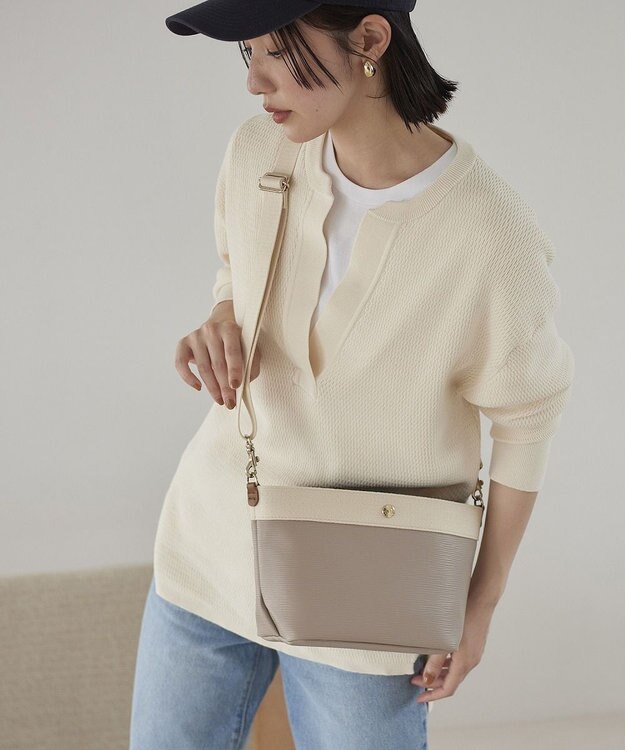 TOPKAPI 【Breath TOPKAPI】RIPPLE リプル スリム ミニショルダー バッグ ペールベージュ