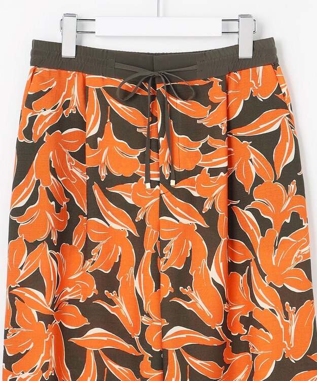 自由区 シアーカラミプリントワイド パンツ ブラウン×オレンジ