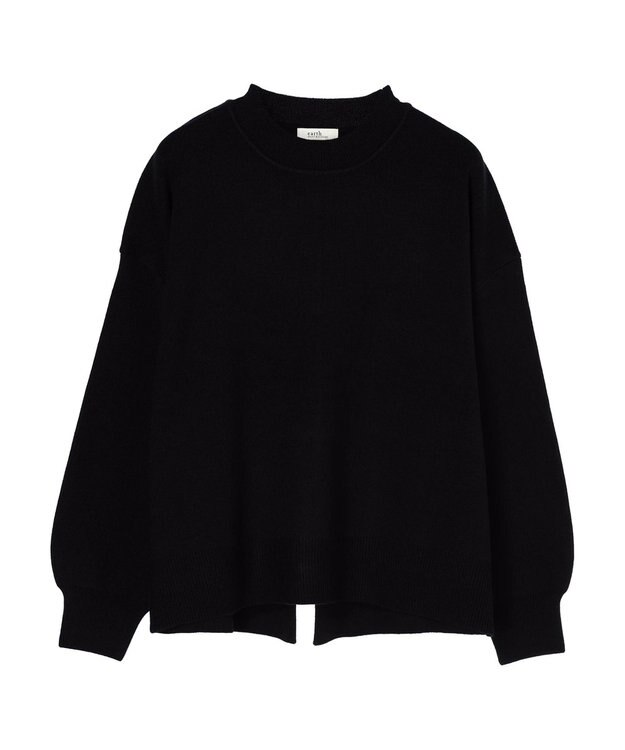 earth music&ecology アンチピリングバックスリットプルオーバー Black