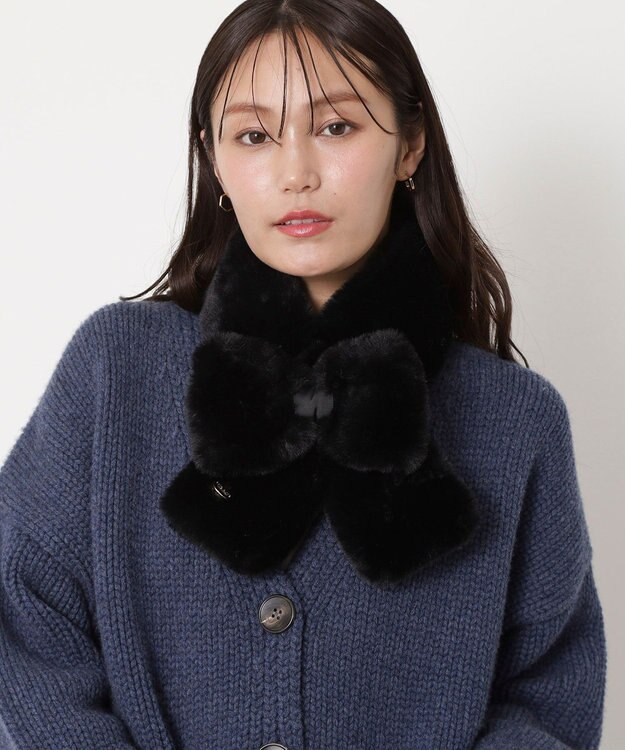 MOONBAT 【新色追加】PAUL & JOE ACCESSOIRES フェイクファーリボンマフラー ブラック