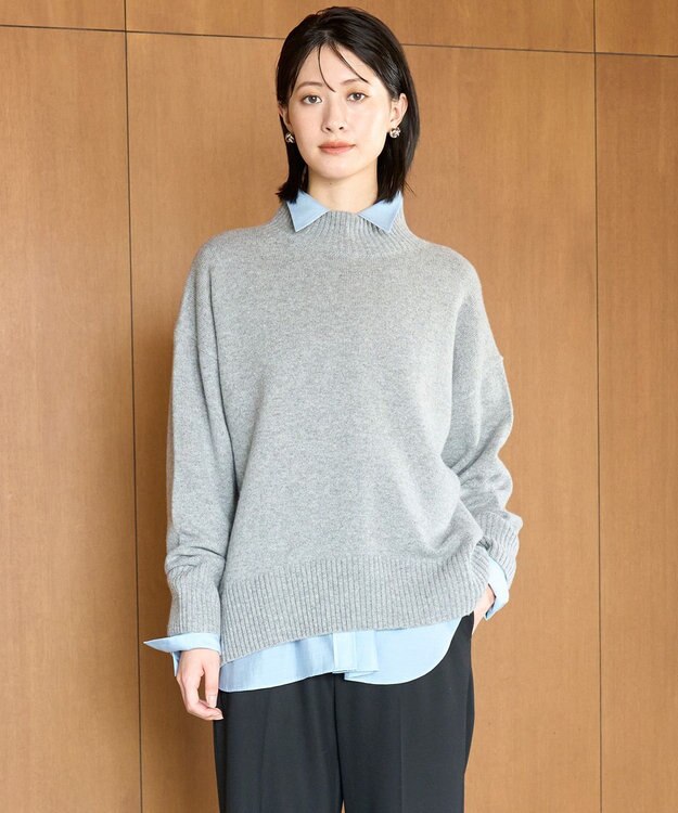 UNFILO カシミヤブレンド ハイネックニット グレー