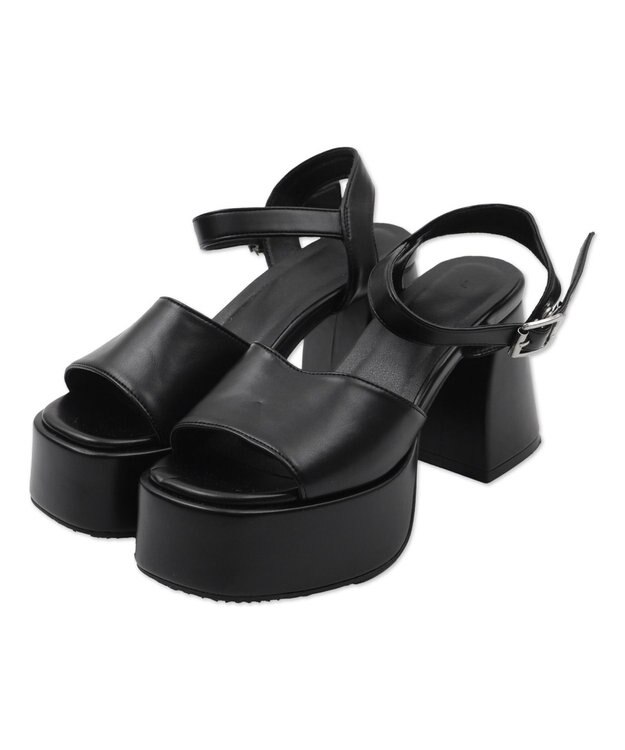 WEGO ストーム付きヒールサンダル ブラック