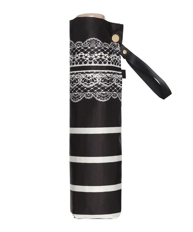 MOONBAT 【雨傘】ランバン　オン　ブルー (LANVIN en Bleu) ボーダー レース 折りたたみ傘 ブラック