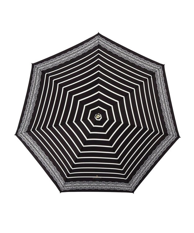 MOONBAT 【雨傘】ランバン　オン　ブルー (LANVIN en Bleu) ボーダー レース 折りたたみ傘 ブラック